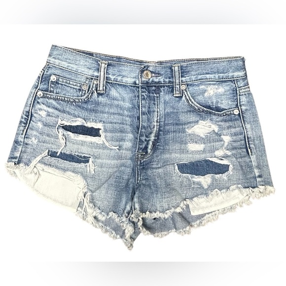 AEO American Eagle Vintage Hi-Rise Festival Distressed Shorts Size 4 - Picture 2 of 6